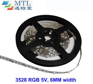 5V RGB 3528 LED strip 40 LED/M 6MM width